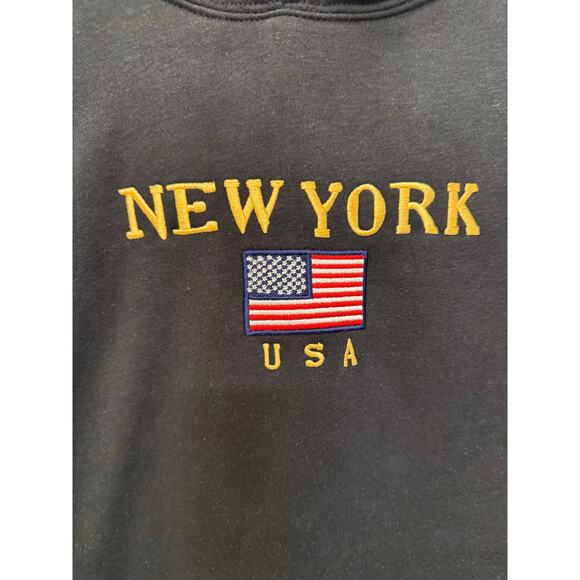 NWT New York Fleece Lined Cotton Blend NY Sweatshirt Black Hoodie Unisex Large - Picture 3 of 6